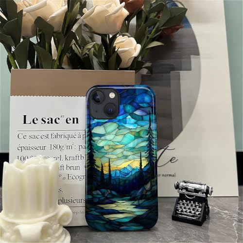 Yesad Case for iPhone 13 14, Hybrid 2-Layer Case, Shockproof Military-Grade Protection Durable Anti-Scratch Phone Case for Woman Man Boy Girl, Stained Glass Aurora by Yesad - Used condition - Image 5
