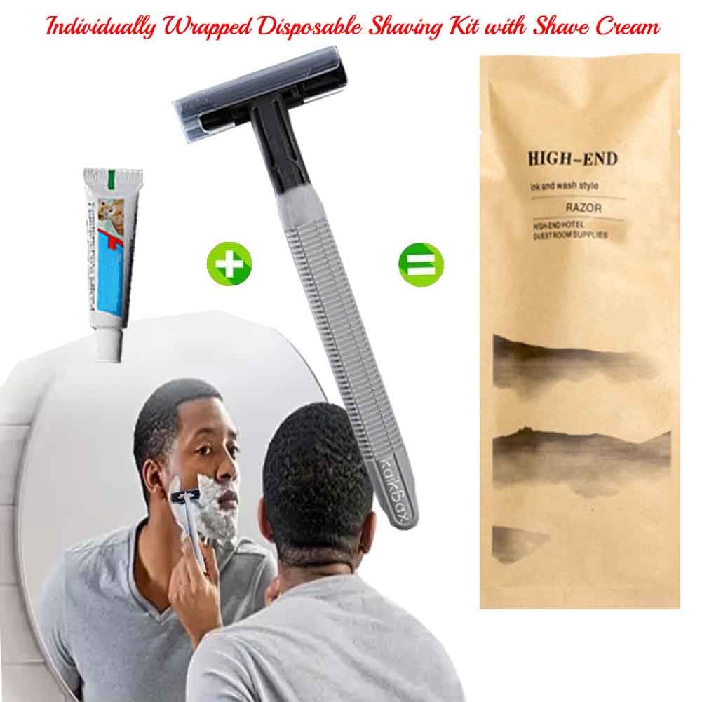 10Pack Luxury Individually Wrapped Eco-Friendly Travel Hotel Disposable Razors Kit With Shave Cream; SPA Sauna Body Razor Set; Multifunction Manual Shaving Razor for Hotel,Travel, Daily Use