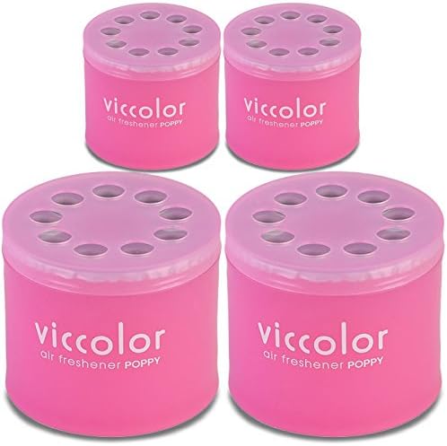 4x Round Can Style 2.5" Diameter, 2.128" Height Peach & Kiss Scent VicColor Air Freshener Odor Smell Eliminator Deodorize For Interior Indoor Car Vehicle Bathroom Restroom Home Office Universal