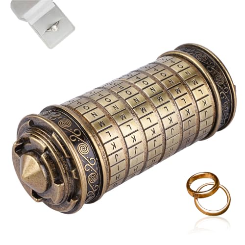 OUKENS Mini-Cryptex-Schloss Da Vinci-Codeschloss Puzzle-Boxen Mit Versteckten Fächern Ringhalter Romantisches Geschenk Standard-Passwort: ILOVEUBirthday Geschenke Für Sie