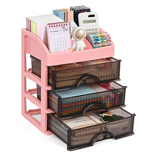 KAYYUKI WH 4-Layer Desktop Drawer Organizer - Pen Holder and Office Supplies Desk Organizer with Sliding Drawer, Ideal for Office and Home Workspaces.
