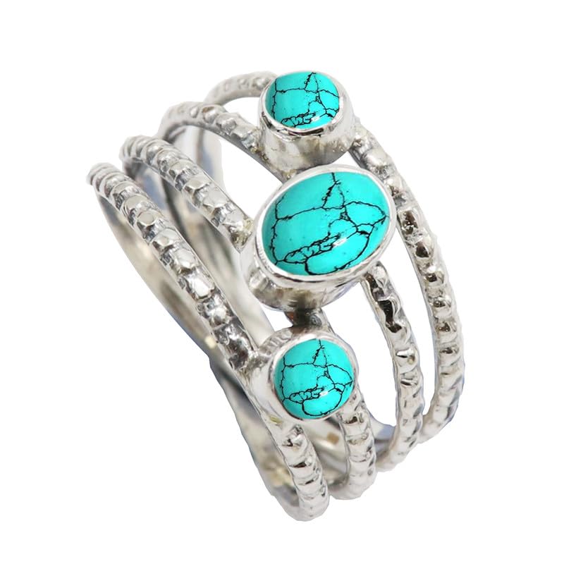 Bague turquoise argent 925 fait main, cadeau idéal pour homme et femme