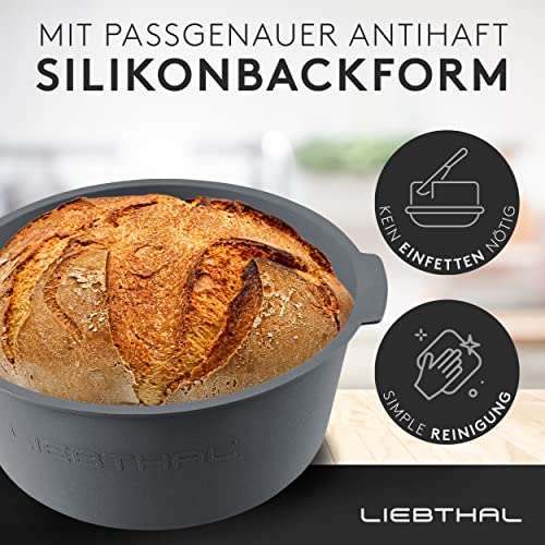 Pentola in Ghisa per Cuocere il Pane - Robusta Con Inserto in Silicone Antiaderente Su Misura - Stampo Con Coperchio 4,6 L - per Arrosto - immagine 3