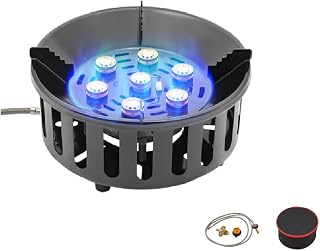 JDBDU Hornillo de gas para camping, 21000 W, isobutano, butano, gas licuado con adaptador, tubo de conexión y bolsa de transporte, quemador de cocina portátil para camping, senderismo y fiestas