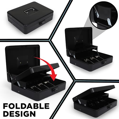 Darice SAFECash Box – Cofre extra grande para dinheiro – Organizador de caixa de dinheiro dobrável –
