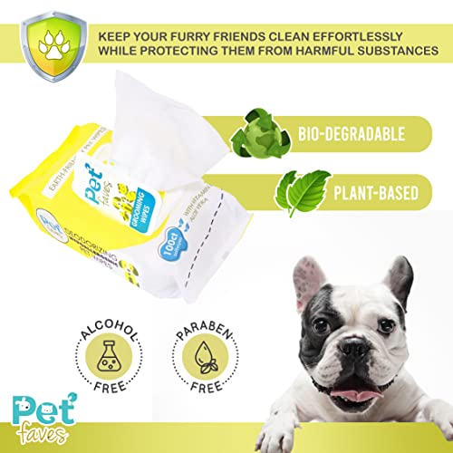 Pet Faves Dog Wipes for Paws and Butt Plant Based Deodorizing