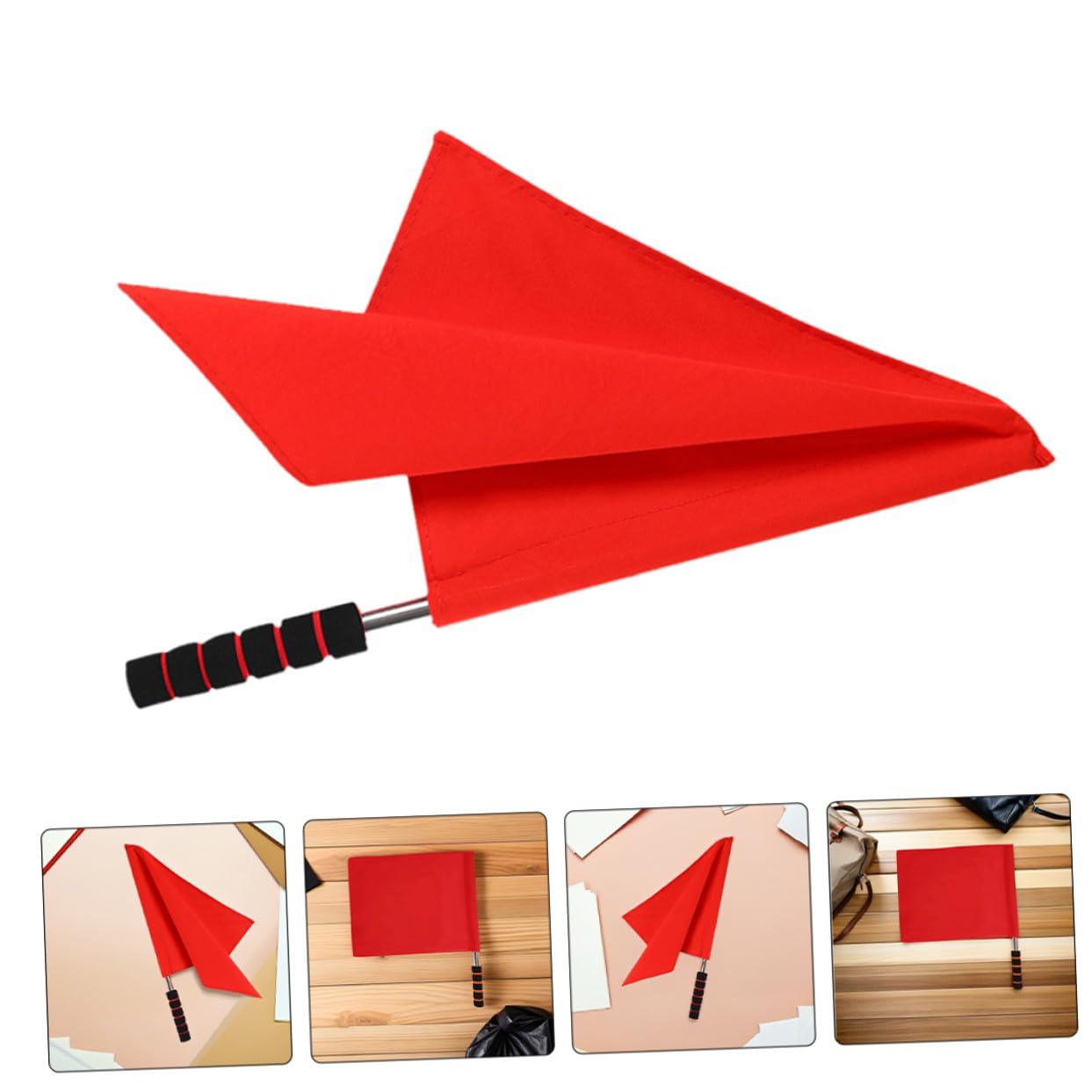 SOIMISS 7 pièces Drapeaux Arbitre Rouge Signalisation Main pour Juge de Touche Sport Manche Inox Mousse Équipement Léger pour Football Volley Rugby