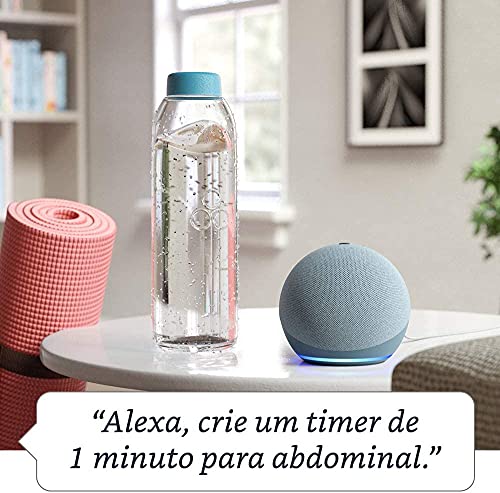 Echo Dot (4ª geração): Smart Speaker com Relógio e Alexa - Cor Azul + Adaptador de Tomada Inteligent