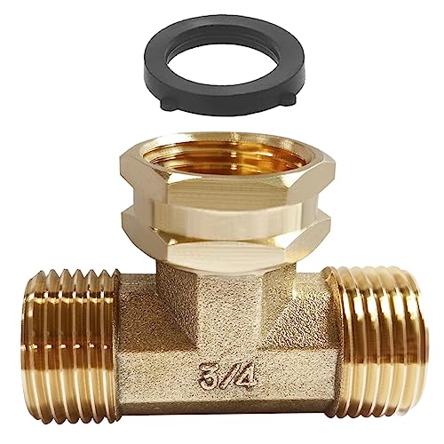 Joywayus 3/4 GHT Threaded Brass Swivel Pipe Fitting Tee T 3-Way 3/4 GHT Male 3/4 GHT Female 3/4 GHT Male Adapter