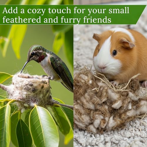 Image of Hummingbird Nesters Bird Nesting Material Holder for Wild Birds Humming Bird House Materials Gifts for Bird Watching Nature Lovers Refillable Outdoor (Bird-Safe Natural Fiber Mix)