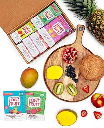 YOU LOVE FRUIT - Fruit Snacks Gift Box 24 Pack, 100% Natural Gluten-Free, Vegan, Fiber Packed, Low Fat Fruit Snacks for Kids, College Students, Teachers and Offices, Healthy Fruit Snacks for Weight Loss (apple cinnamon, mango, berry, kiwi berry, passion fruit, cherry mango, super green & kiwi )
