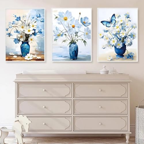 Affiche imprimée vase fleurs bleues pour décoration murale moderne - 2