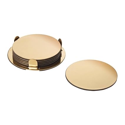 IKEA Glattis Coasters With Holder Brass Color 6 pack Size 3