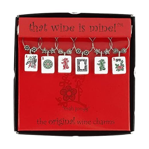 Wine Things American Mah Jongg, Painted Wine Charms, Fits neatly around stem, Multicolor