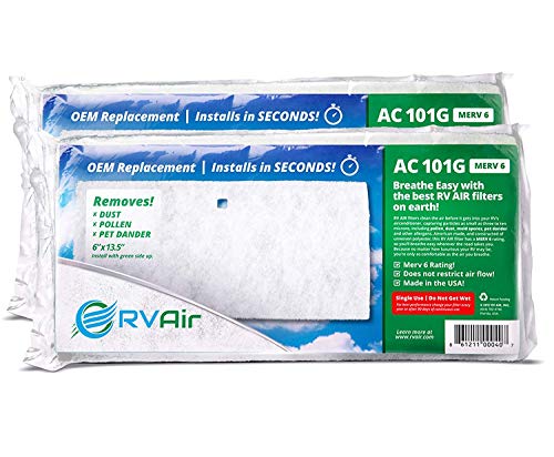 RV Air RV AC Filter | 2 Filters AC 101G Air Filters for RV Air Conditioner | Made in USA RV Filter to Replace Standard RV Air Conditioner Filters for Better Airflow and Cleaner Air | MERV 6 Rated