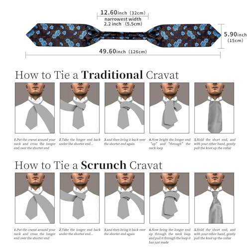 Image of DiBanGu 3PCS Ascot Ties for Men Wedding Jacquard Woven Silk Ascot Cravat for Men Cravat Tie and Pocket Square Set