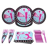 Blue Orchards Cheerleading Value Party Supplies Pack (60 Pieces for 16 Guests) - Cheerleader Birthday Party, Cheerleader Birthday, Gymnastics Party, Cheer Party Supplies, Cheer Decorations