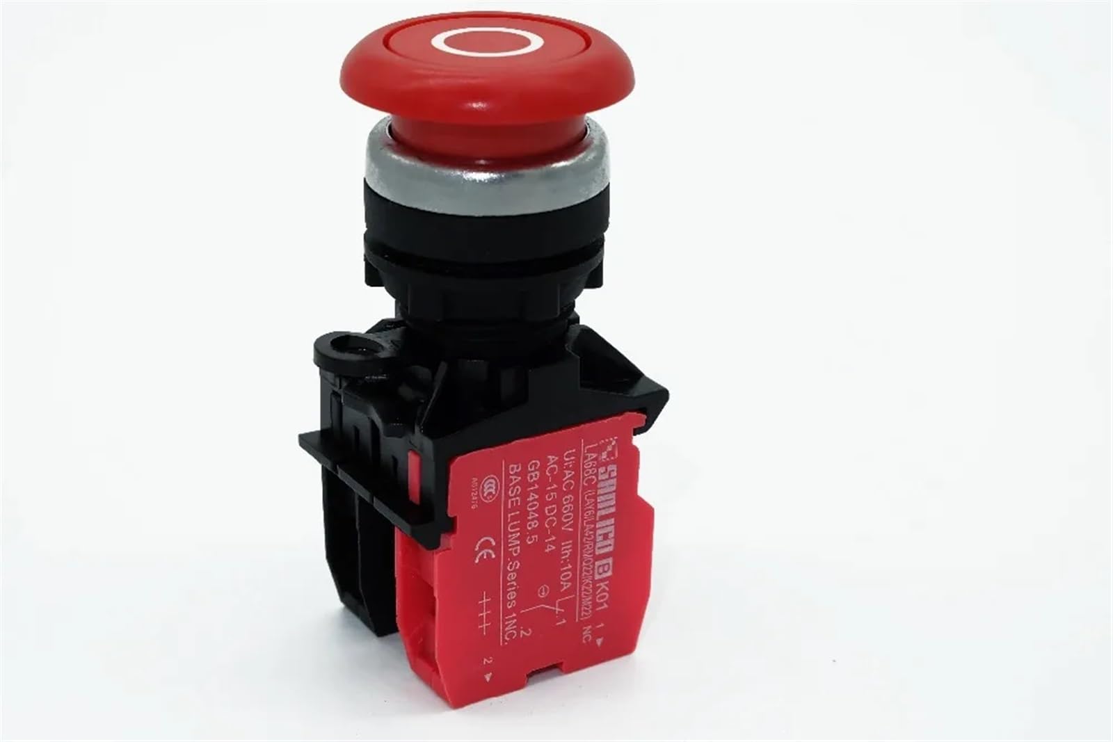Pulsador de cabeza de seta de parada de emergencia resistente al agua con marca SB1 LA68C M22-MJ45M resorte momentáneo Ø22mm(Black,1NO AND 1NC)