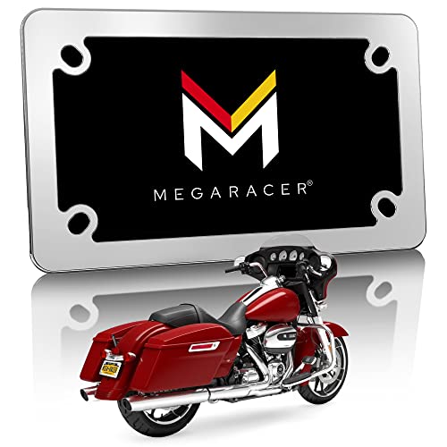 Mega Racer Chrome Harley Davidson Motorcycle License Plate Frame, All Models, Aluminum With 4 Holes, Weatherproof, Motorcycle Accessories, 1 Piece #TOP10