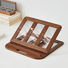 Space Galaxy Wooden Laptop Stand for Desk with Adjustable Height, Foldable Riser for Laptop, Compatible for for iPad MacBook Pro Notebook HP Dell Devices Up to 15.6 inches (Walnut)