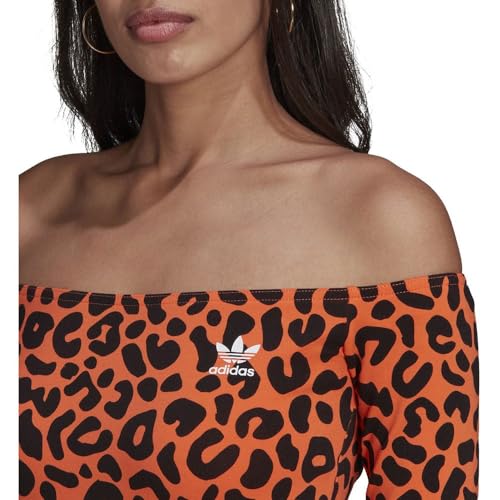adidas Originals Womens Leopard Print Dress, Orange/Black, Large4