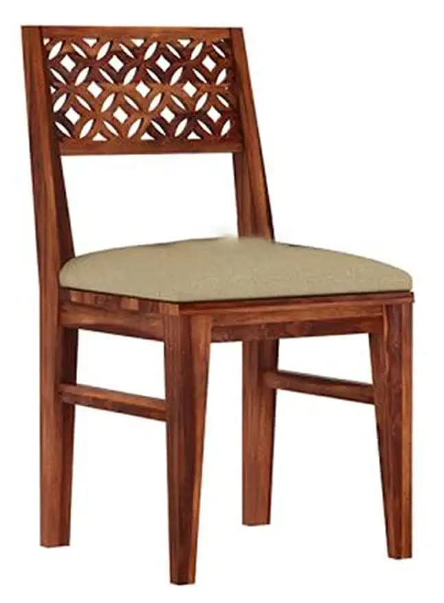 Image of Sheesham Wood 6 Seater Dining Table Set for Home Hall || Solid Wood CNC Dining Table with 4 Chairs and Bench for Hotels || Dining Room Sets (Honey Finish)