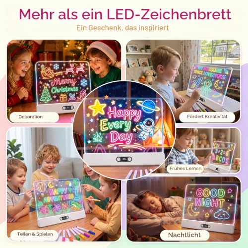 LED Zeichenbrett für Kinder 16-inch Leuchtendes Zeichenbrett mit 11 Farben Acryl Notiztafel Maltafel Drawing Board Memoboard Kreatives… – Ansicht 8