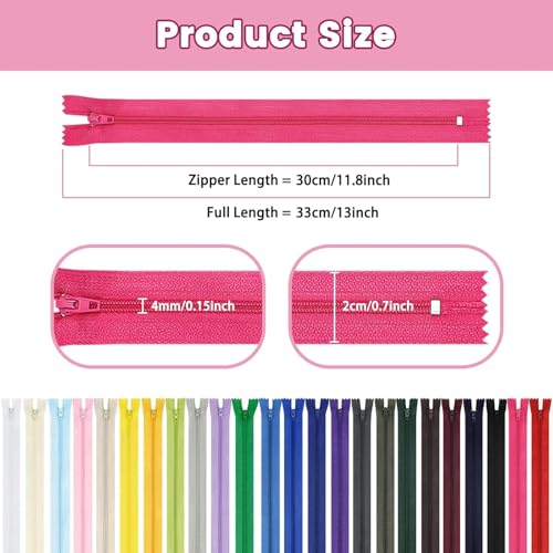 Image of Invisible Zippers for Sewing, DOITEM 15pcs 30cm /12 Inch Invisible Multicolor Nylon Coil Zippers for Sewing and Crafts 15 Colors