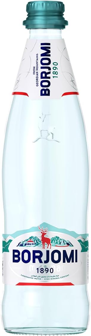 Mineral Water BORJOMI Sparkling Water in Glass Bottle, 0.5l [Pack of 12]