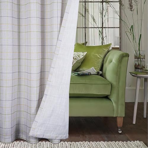 Rideaux à carreaux vert et beige style rustique chic 213,4 cm de long - 2