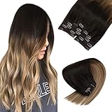 Sunny Ash Blonde Clip in Hair Extensions 14 Inch #2/6/18 Ash Blonde Clip in Extensions Human Hair Clip in Ombre Balayage Clip in Remy Hair Ash Blonde 120g/7pcs