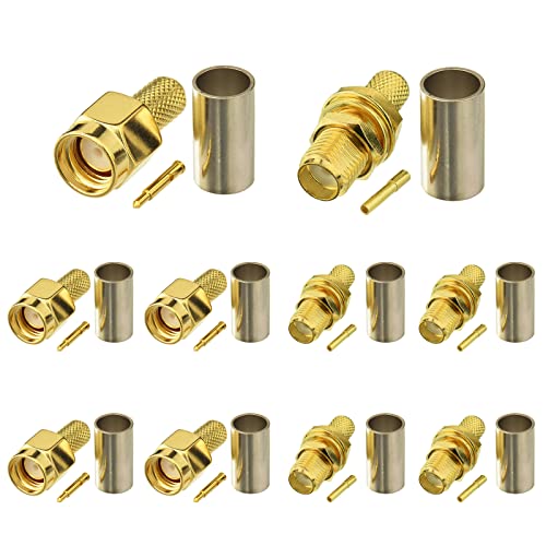 Superbat - Superbat SMA Crimp Connectors Kit SMA Male + SMA Female Crimp Connector Kit 10-Pack for RG58 LMR195 RG142 RG400 RG303 RG141 Low Loss Coax Cable
