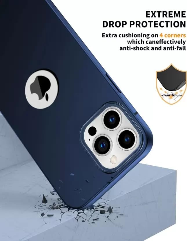 Image of Amazon Brand - Solimo iPhone 14 Pro Max Back Cover | Camera Bump Protection & Inner Velvet Fabric Lining | Ultra Slim Matte Soft Rubberised Case Cover for iPhone 14 Pro Max (Blue)