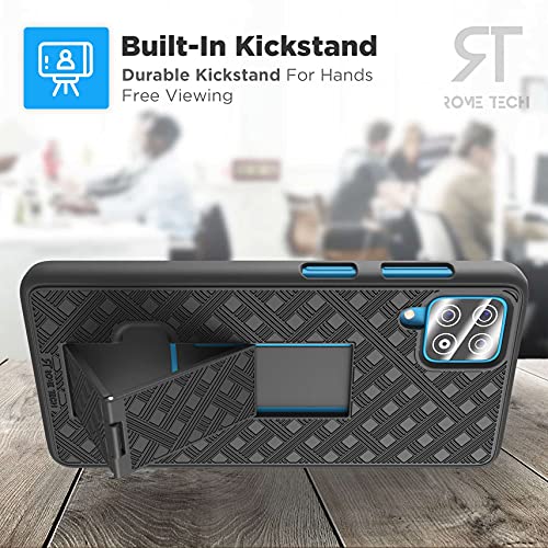 Rome Tech Holster Case With Belt Clip For Samsung Galaxy A42 5G - Sm-A426B - Slim Heavy Duty Shell Holster Combo - Rugged Phone Cover With Kickstand Compatible With Galaxy A42 5G - Black #TOP4