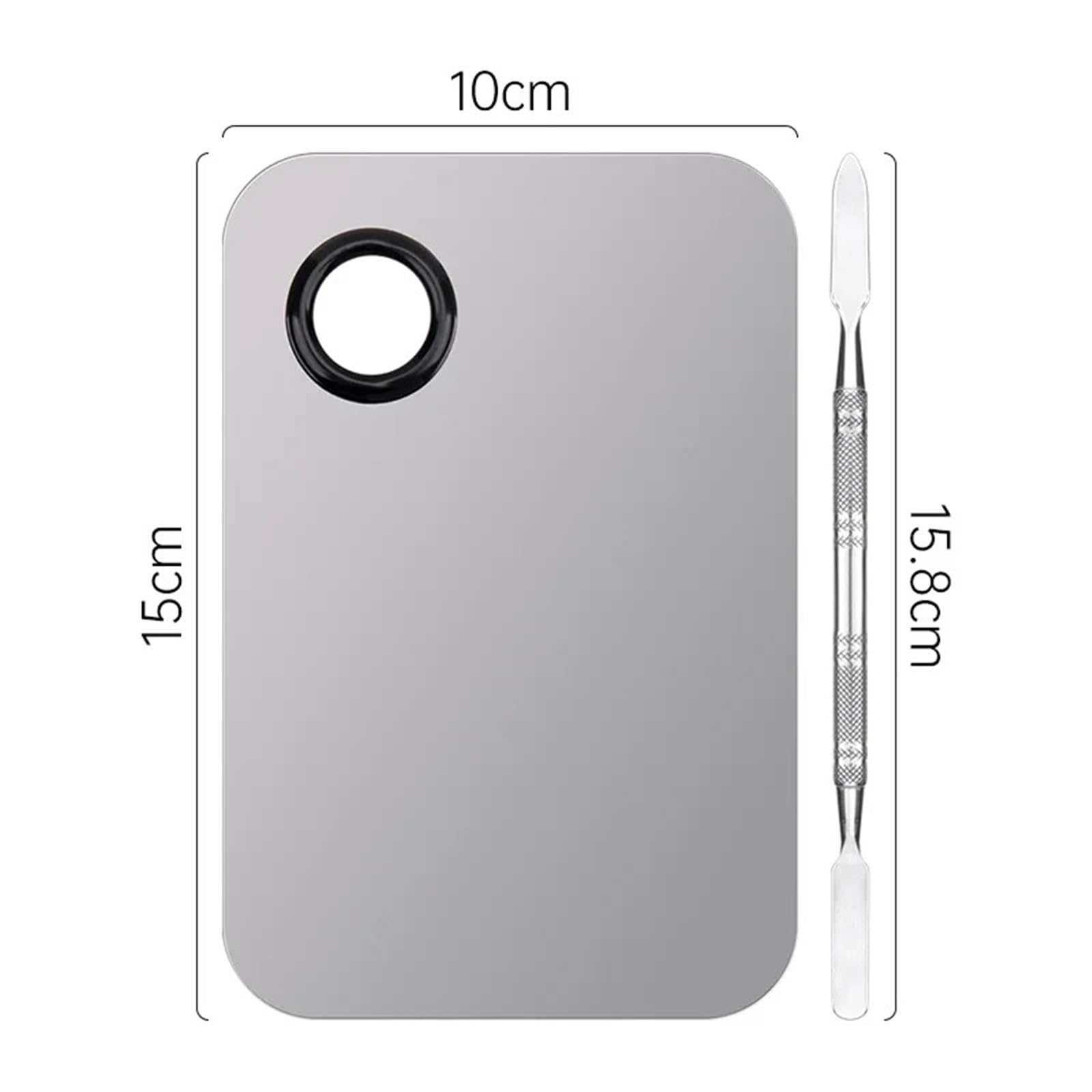 Paleta de mezcla de maquillaje, 5 juegos de paleta de mezcla de maquillaje de acero inoxidable, base de labios, mezclador de sombra de ojos (L-cuadrado)