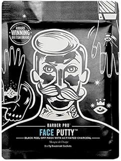BARBER PRO Face Putty Peel Off Mask with Activated Charcoal | 6 Applications | Detoxifying, Cleansing, & Brightening | Peel Off Face Masks | Mens Skincare |