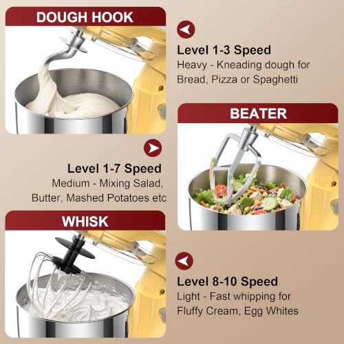 Image of Honinst 4QT Electric Stand Mixer, 10-Speed Tilt-Head Compact Kitchen Mixer