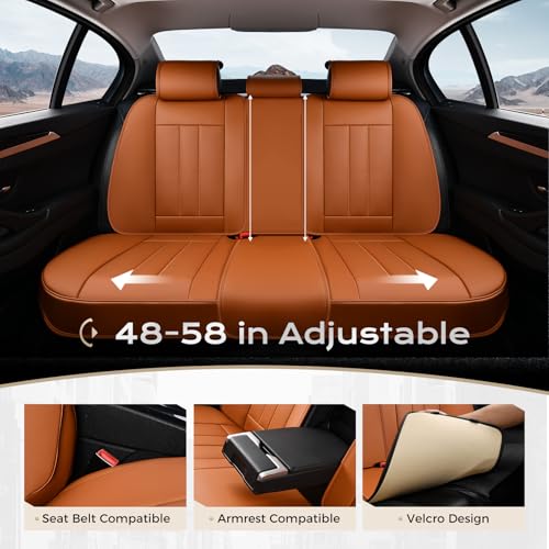 Image of Coverado Car Seat Cover, Cover for Cars Full Seat, Premium Leather, Universal Fit Waterproof Seat Protectors, Car Seat Cushion Non-Slip for Most Cars-Brown