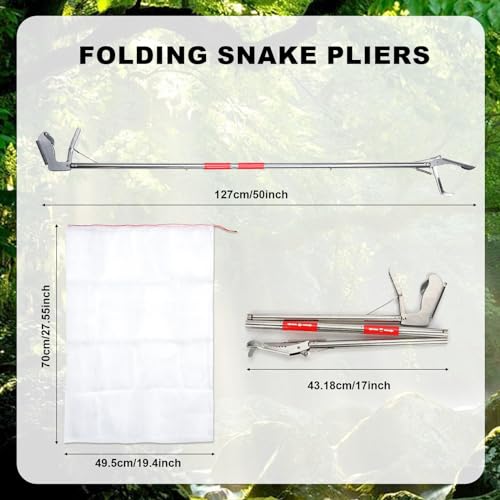 PEUTIER Schlangengreifer Werkzeug, Breite Backen Schlangenzange Greifer Schlangentasche Gezahntes Design Professionelle Schlangengreifzange Schlangenhandhabungswerkzeuge für zum Aufsammeln von Müll