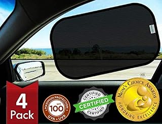 kinder Fluff Car Window Shade (4 Pack)-The Only Certified Car Sun Shades Proven to Block over 99% UV Rays 100 SPF for Maximum Sun Protection-Mom's Choice Gold Award Winner-Car Window Shades For Baby