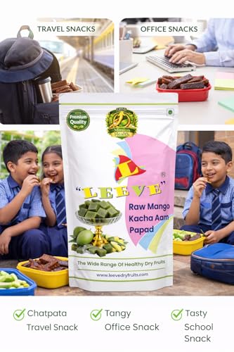 Image of Leeve Raw Mango Bar (Kachha Aam Papad) 400g | Tangy & Chatpata Mango Candy | Traditional Aam Papad | Summer Snack | Kids & Adults Favourite Sweet & Sour Treat