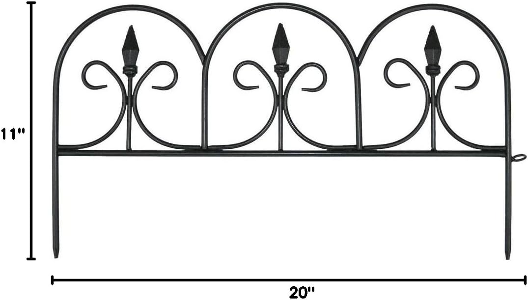 Emsco Group 2083HD Victorian Fencing-20 Feet-12 Small 11" X 20" Pieces-Wrought Iron Look Garden Lawn Edging, Pack, Black
