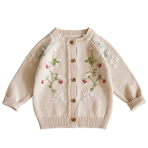Baby Girl Cardigan Sweater Toddler Knit Embroidery Button Long Sleeve Coat Outwear Fall Winter Clothes