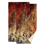 XALOGEER Brown Rust Metal Hand Towels for Bathroom Set of 2 Gold Rusty Cinnamon Copper Bronze Metallic Kitchen Towels Soft Absorbent Decorative Fingertip Towels Face Towel 14.4'x28.3'