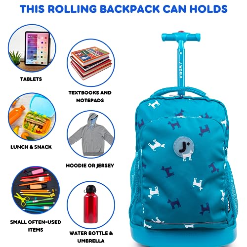 Image of J World Sunny Rolling Backpack for Kids. Roller Bag With Wheels, Puppy
