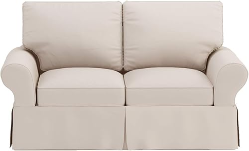 Miniatura 5 de Fundas de sofá hechas a medida compatibles con Pottery Barn PB Basic Loveseat Cover (PB Basic Loveseat, poliéster lino beige)