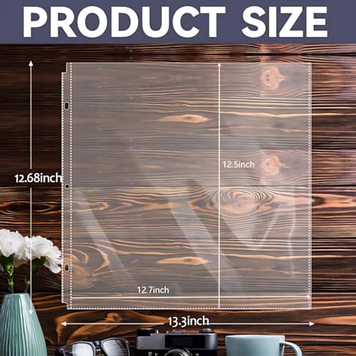 Zandfelo 100 Pcs 12x12 Inch Scrapbook Refill Pages, Clear Sheet Protectors Fit 3 Ring Binder & 12 x 12 Photo Album, Heavyweight Plastic Page Protectors,Protective Sleeves by zandfelo - Image 2