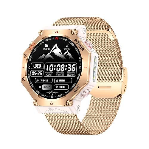 ZL-SW8 (Rose Gold) 1.39" Stylish Smartwatch for Women & Men, Bluetooth Calling, AI Voice Assistant, 107 Sport Modes, 3ATM Waterproof, Fitness Tracker, Compatible with Android/iOS (Rose Gold)