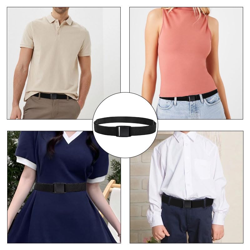Cinturón de tela universal para niños, 1 pieza, cinturón ajustable sin metal para uniformes escolares/jeans/pantalones y vestidos, Negro , Talla única