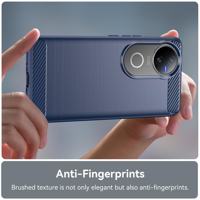 Image of Hybrid Carbon Fiber Back Case for Vivo T4R 5G / iQoo Z10R 5G (Blue)
